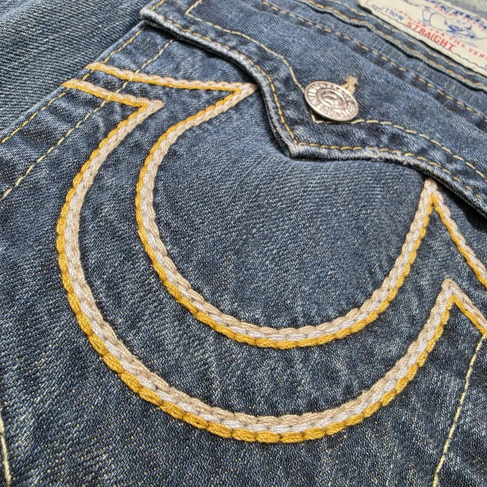 True Religion Ricky Straight Jeans Mens 32 Made in USA Flap Pocket Denim